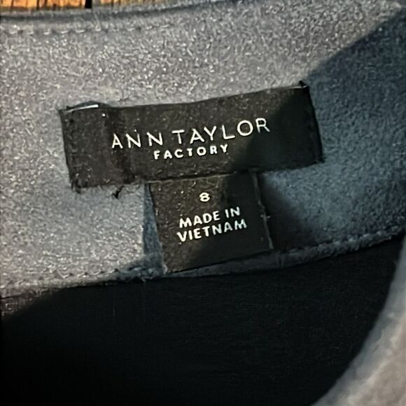 Ann Taylor Faux Suede Dress Short Sleeve Mock Neck - Picture 2 of 5